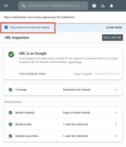 google search console submit url disabled