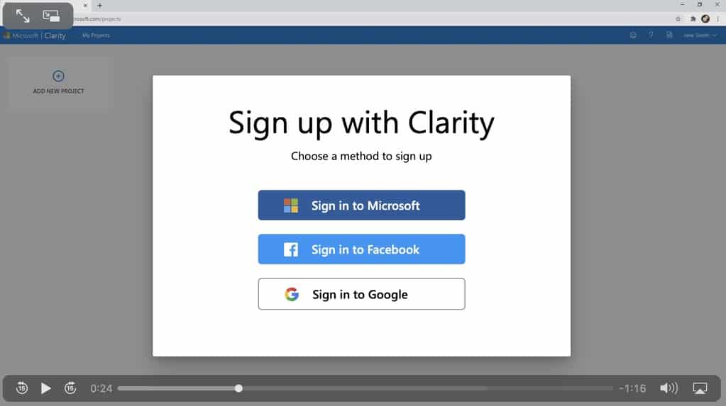 microsoft clarity login